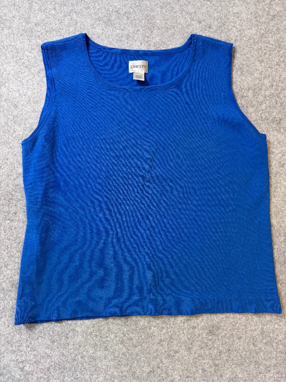 Chico’s Size 3 Royal Blue Sleeveless Knit Tank Shell Top